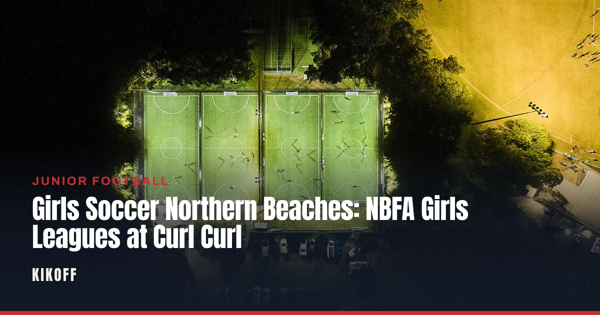 Girls playing 5-a-side soccer on a floodlit caged pitch at Curl Curl in the evening