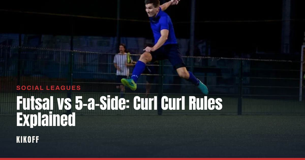 Players competing on a floodlit caged pitch with futsal line markings at dusk